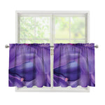 Purple Lily Flower Print Tier Curtains