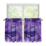 Purple Lily Flower Print Tier Curtains