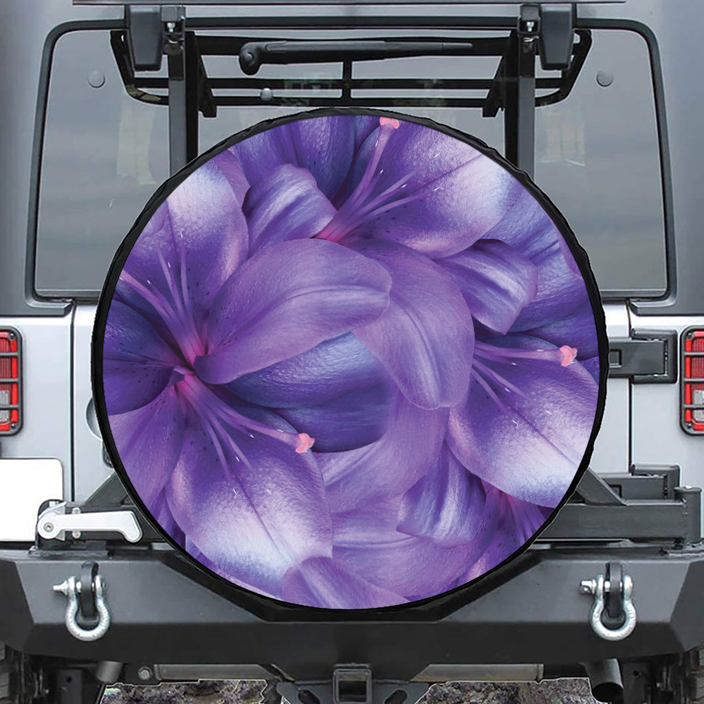 Purple Lily Flower Print Tire Cover