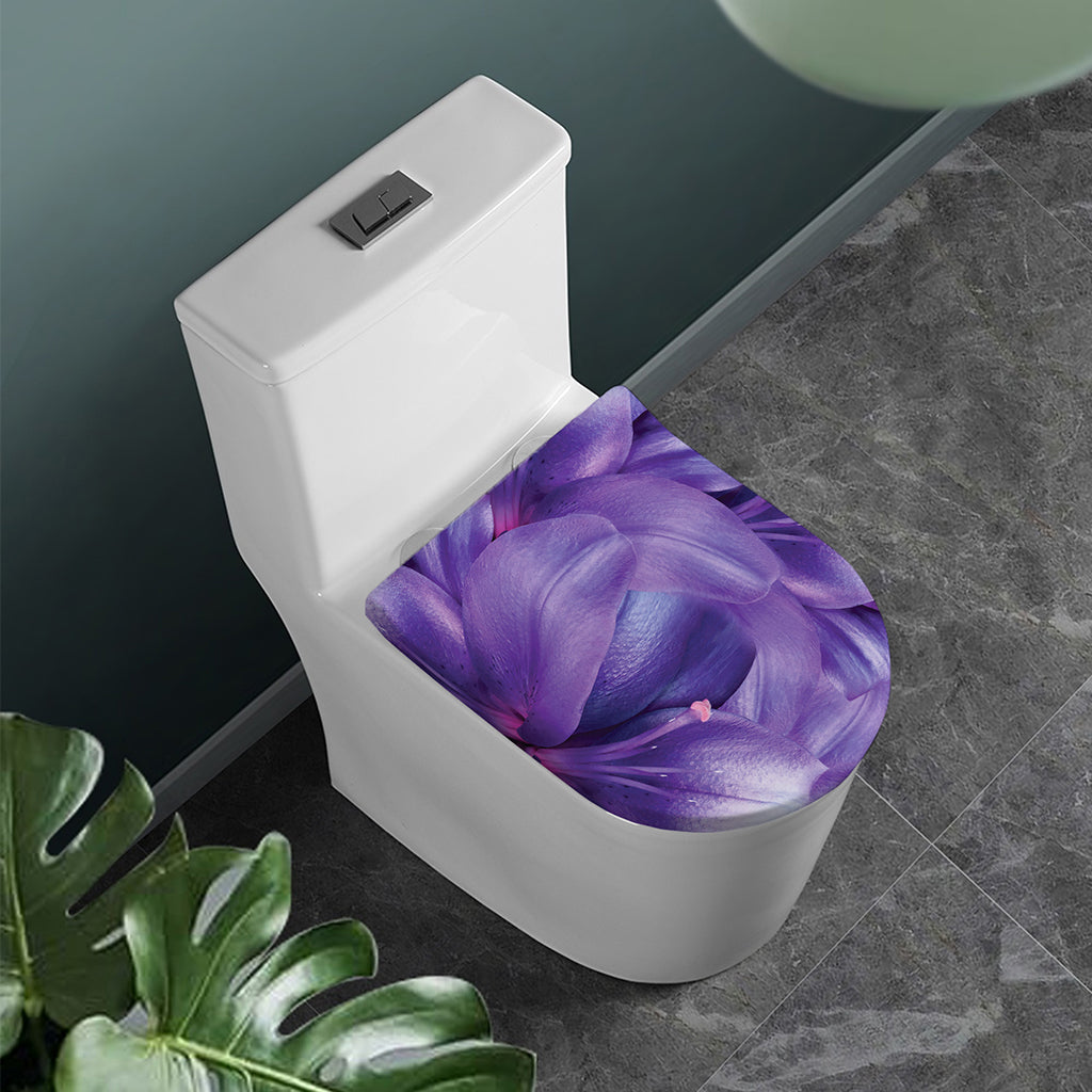 Purple Lily Flower Print Toilet Lid Cover