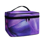 Purple Lily Flower Print Travel Makeup Bag