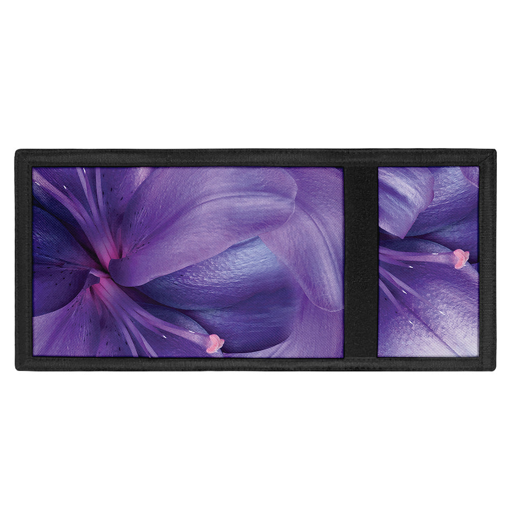 Purple Lily Flower Print Trifold Wallet