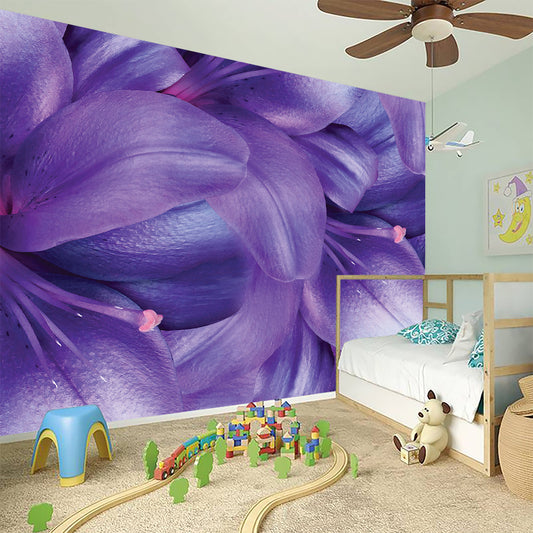 Purple Lily Flower Print Wall Sticker