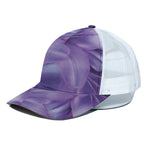 Purple Lily Flower Print White Mesh Trucker Cap