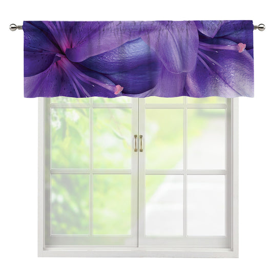 Purple Lily Flower Print Window Valance