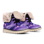 Purple Lily Flower Print Winter Boots