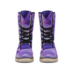 Purple Lily Flower Print Winter Boots