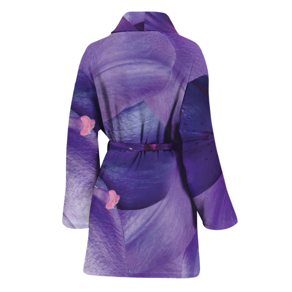 Purple Lily Flower Print Women's Bathrobe
