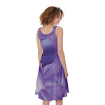 Purple Lily Flower Print Women's Sleeveless Dress