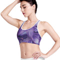 Purple Lily Flower Print Women's Sports Bra