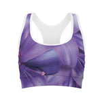 Purple Lily Flower Print Women's Sports Bra