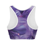 Purple Lily Flower Print Women's Sports Bra