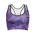 Purple Lily Flower Print Women's Sports Bra