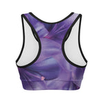 Purple Lily Flower Print Women's Sports Bra