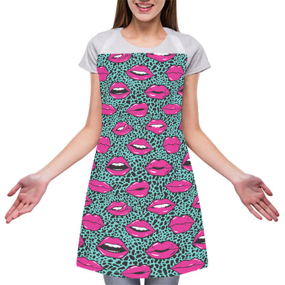 Purple Lips Pattern Print Adjustable Apron