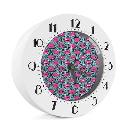 Purple Lips Pattern Print Alarm Clock