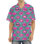 Purple Lips Pattern Print Aloha Shirt