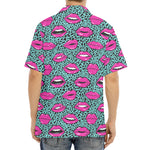 Purple Lips Pattern Print Aloha Shirt