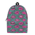 Purple Lips Pattern Print School Backpack