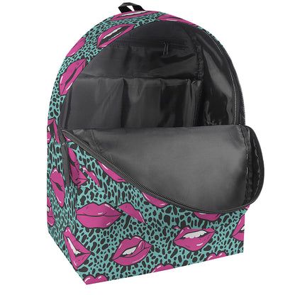 Purple Lips Pattern Print Backpack