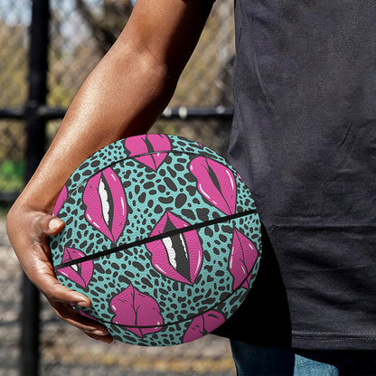 Purple Lips Pattern Print Basketball