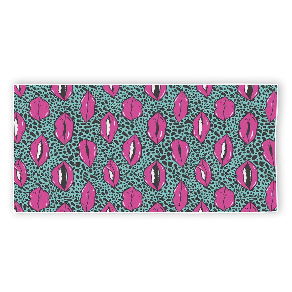 Purple Lips Pattern Print Beach Towel