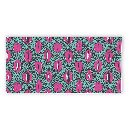 Purple Lips Pattern Print Beach Towel