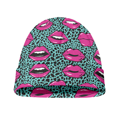 Purple Lips Pattern Print Beanie
