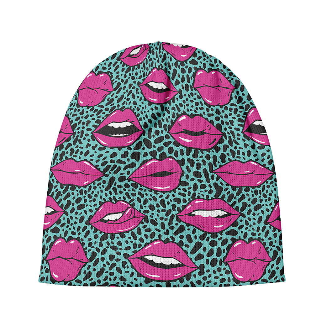 Purple Lips Pattern Print Beanie