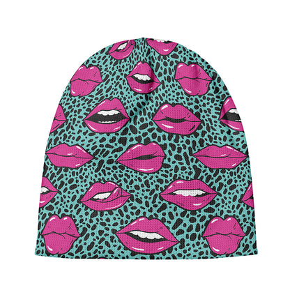 Purple Lips Pattern Print Beanie