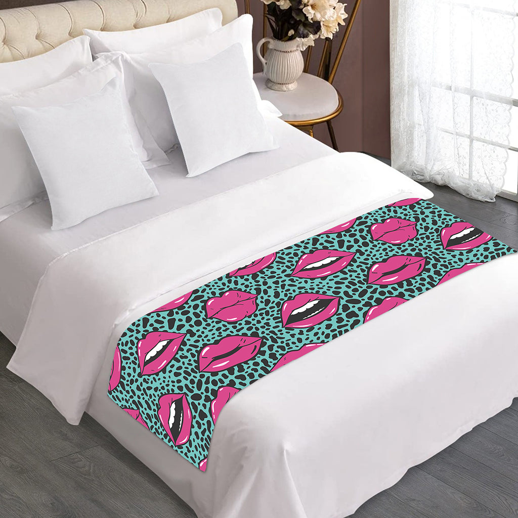 Purple Lips Pattern Print Bed Runner