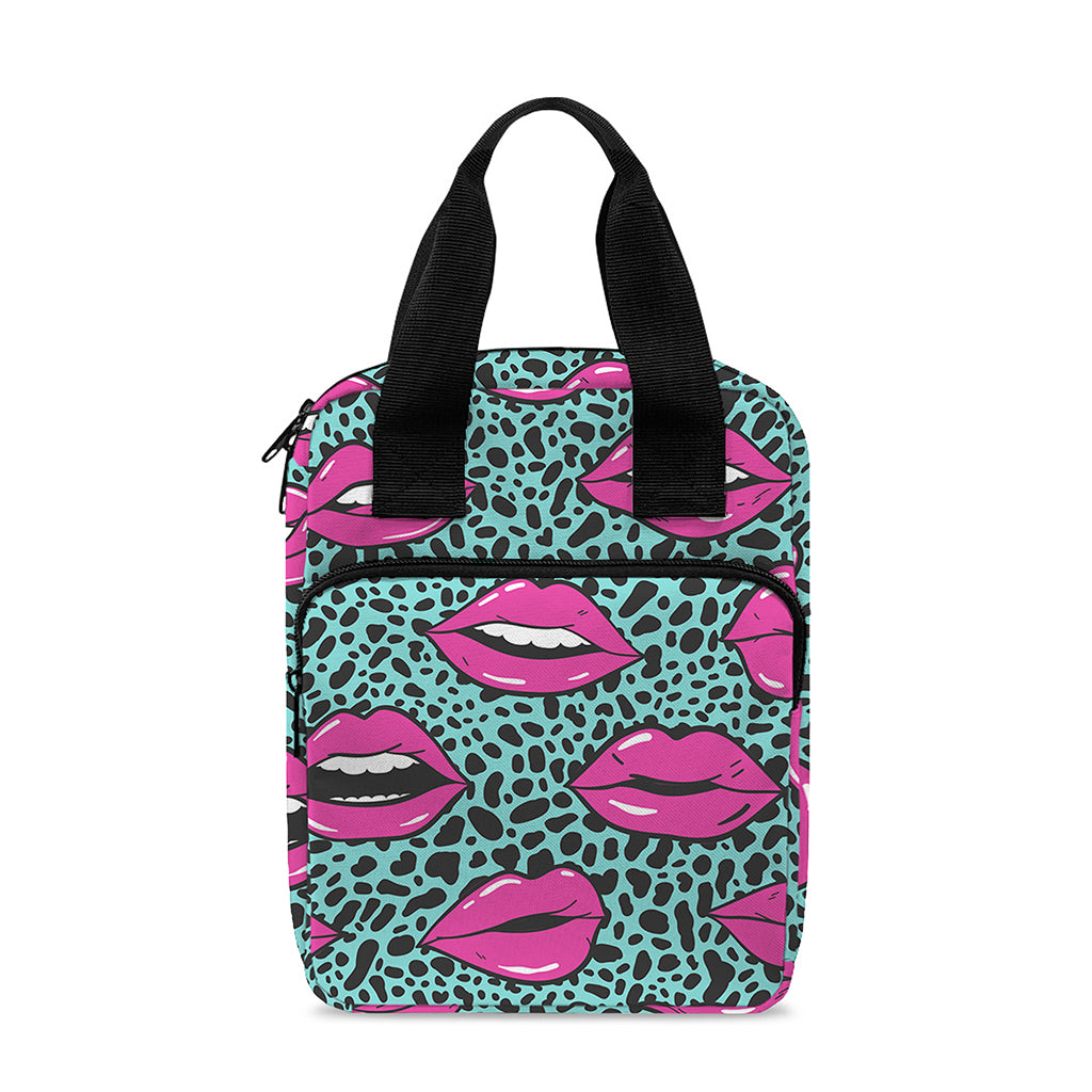 Purple Lips Pattern Print Bible Tote Bag