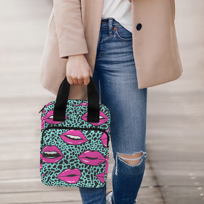 Purple Lips Pattern Print Bible Tote Bag