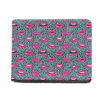 Purple Lips Pattern Print Bifold Wallet