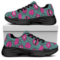 Purple Lips Pattern Print Black Chunky Shoes