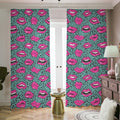 Purple Lips Pattern Print Dimout Pencil Pleat Curtains