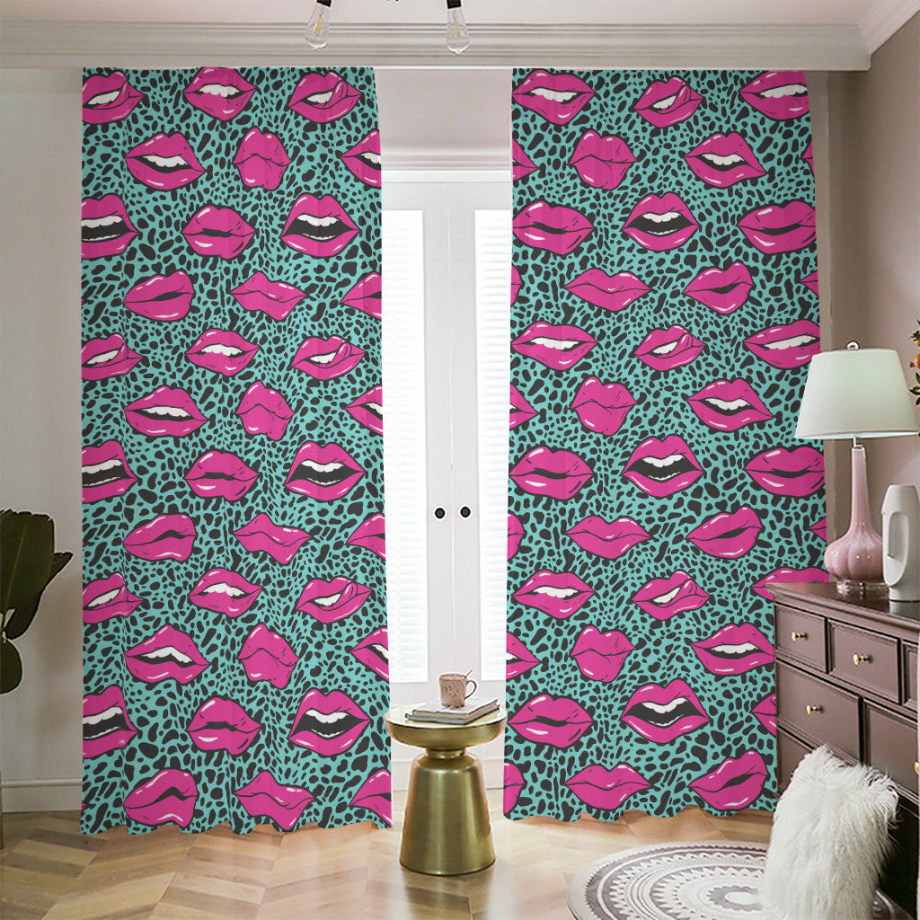 Purple Lips Pattern Print Blackout Pencil Pleat Curtains