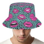 Purple Lips Pattern Print Bucket Hat