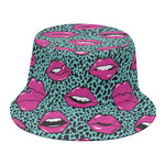 Purple Lips Pattern Print Bucket Hat