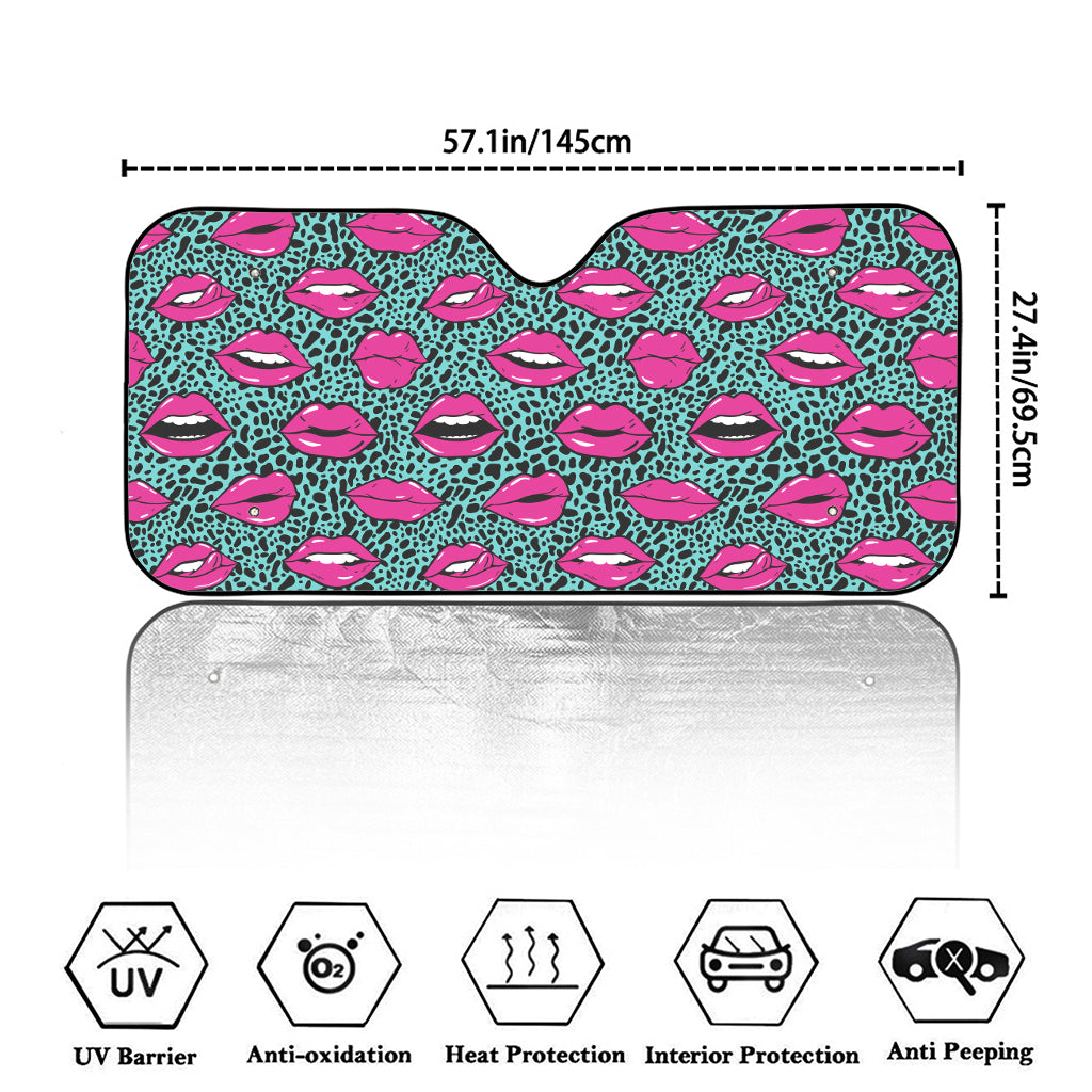 Purple Lips Pattern Print Car Windshield Sun Shade