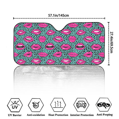 Purple Lips Pattern Print Car Windshield Sun Shade