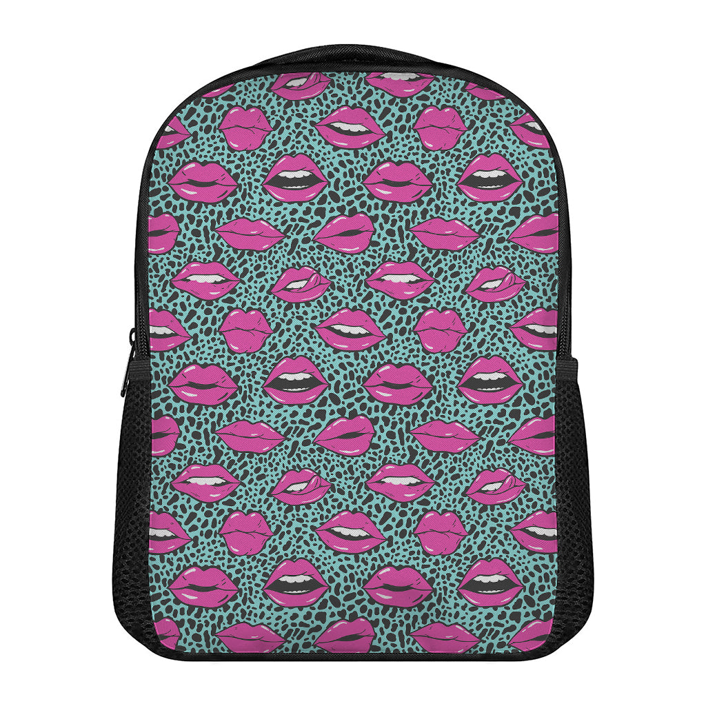 Purple Lips Pattern Print Casual Backpack
