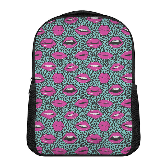Purple Lips Pattern Print Casual Backpack