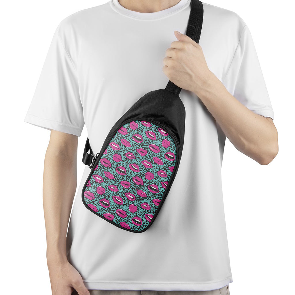 Purple Lips Pattern Print Chest Bag