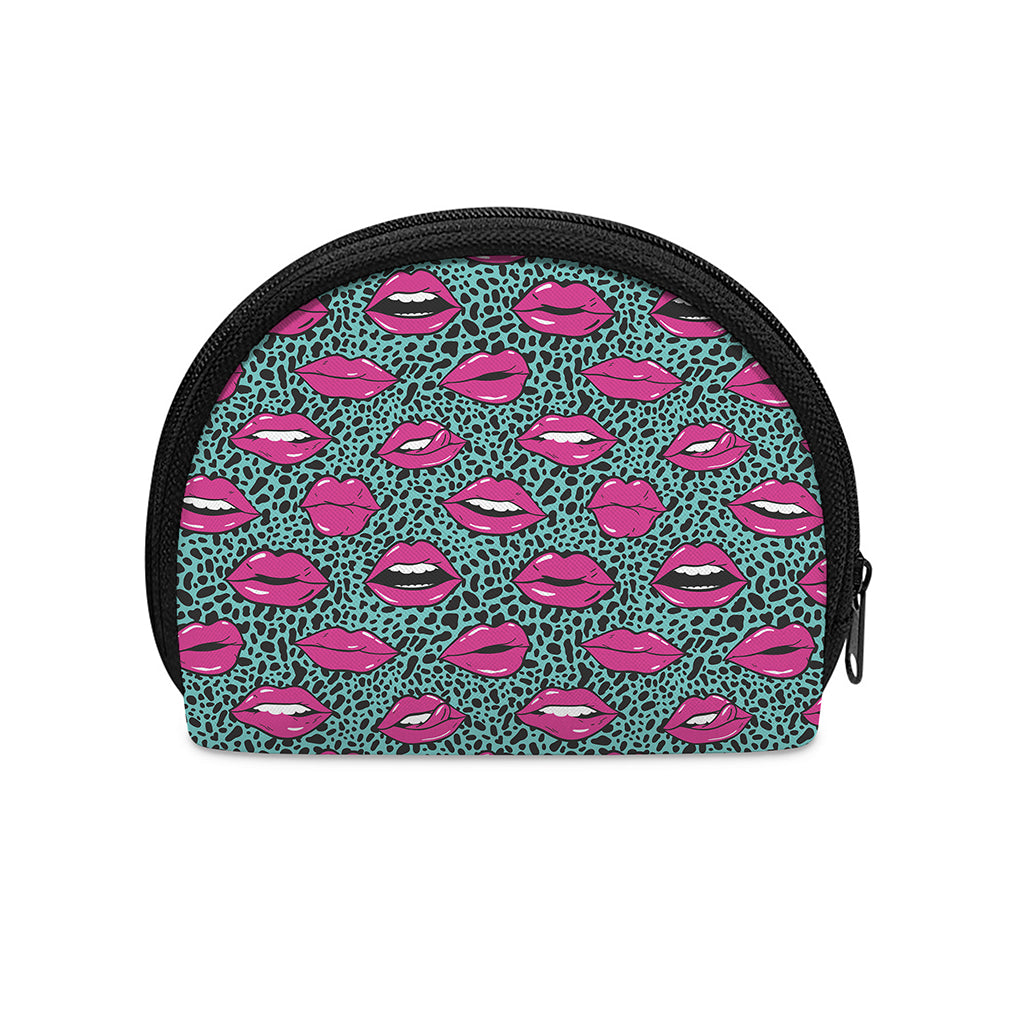 Purple Lips Pattern Print Coin Purse