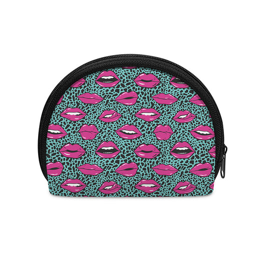 Purple Lips Pattern Print Coin Purse