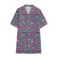 Purple Lips Pattern Print Cotton Hawaiian Shirt
