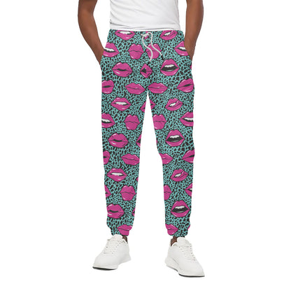 Purple Lips Pattern Print Cotton Pants