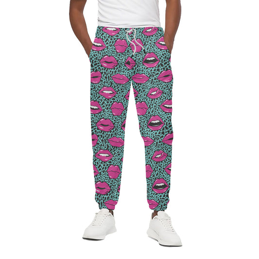 Purple Lips Pattern Print Cotton Pants