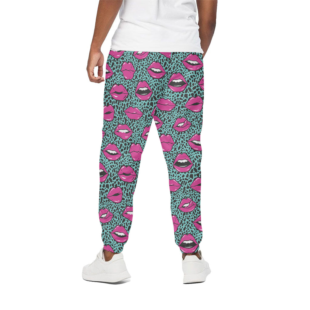 Purple Lips Pattern Print Cotton Pants